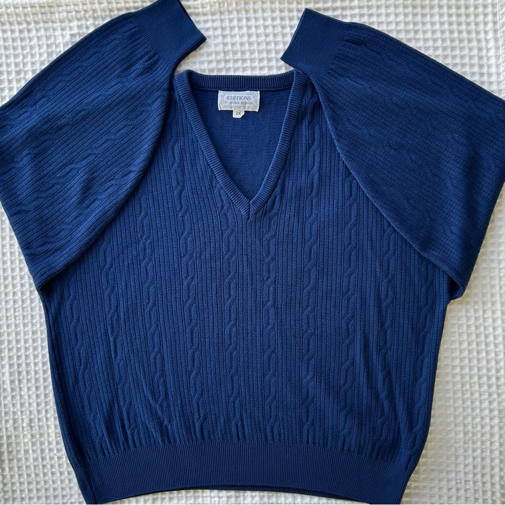 Vintage 90s Eclectic Grandpa V-Neck Pullover Sweater Cable Knit Made in Canada